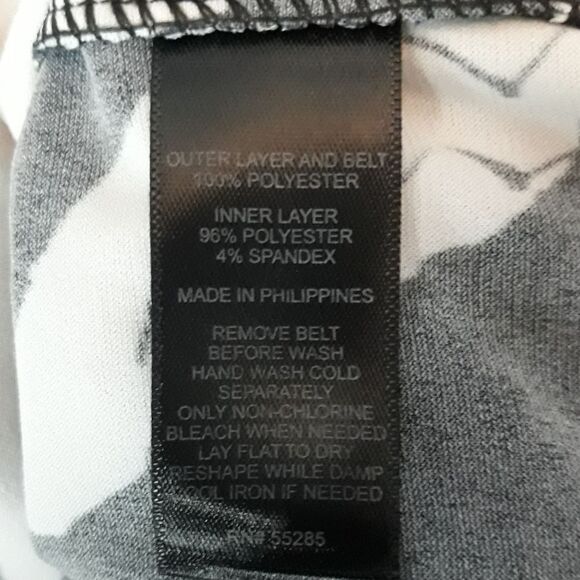 Express Chiffon Cowl Sleeveless Belted Knee Dress Color Blocked Floral Blk Sz M - Picture 10 of 11